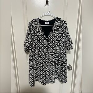 Storia Black and White Floral Women's Mini Dress in Size Large